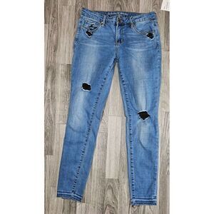 Articles Of Society Womens Size 29 Distressed Skinny Whiskered Denim Blue Jeans